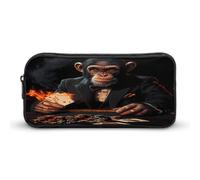Casino Chimpanzee Playing Cards Pencil Case Durable Pen Pouch Organizer Stationery Pen Bag Makeup Bag for Women Men Gifts