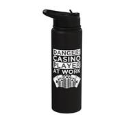Casino Gambler Danger Player At Work Gambling Stainless Steel Insulated Water Bottle