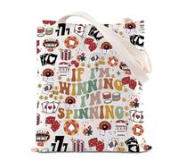 Casino Gambling Tote Bag 777 Slot Machine Gift Casino Gambler Gift Poker Chip Gift If I'm Winning I'm Spinning Canvas Bag (Spinning Tote)