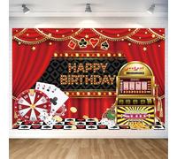 Casino Happy Birthday Backdrop Decorations Banner Luxurious Las Vegas Casino Night Photo Background for Home Indoor Outdoor Birthday Party Decorations Supplies 70.8 x 47.2 Inch