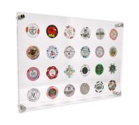Casino Poker Chip Display Holder for 24 Chips or Coins | Wall Mounted Display Case Hardware Included