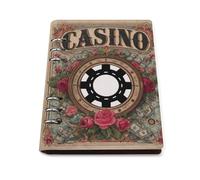 Casino Poker Chips A5 Notebook Refillable 6 Ring Binder Note Book 90 Pages for Travel Journal