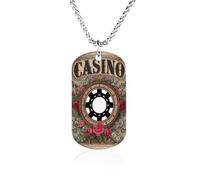Casino Poker Chips Metal Pendant Necklace Chain Personalized Graphic Jewellery