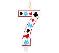 Casino Theme Birthday Candle, Poker Dice Number Candle for Cake Decorations Gambling Themed Birthday Party Decoration Supplies (Number 7)