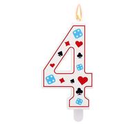 Casino Theme Birthday Candle, Poker Dice Number Candle for Cake Decorations Gambling Themed Birthday Party Decoration Supplies (Number 4)
