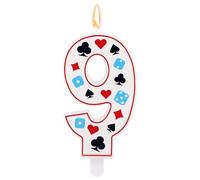 Casino Theme Birthday Candle, Poker Dice Number Candle for Cake Decorations Gambling Themed Birthday Party Decoration Supplies (Number 9)