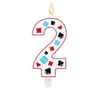 Casino Theme Birthday Candle, Poker Dice Number Candle for Cake Decorations Gambling Themed Birthday Party Decoration Supplies (Number 2)