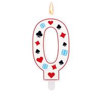 Casino Theme Birthday Candle, Poker Dice Number Candle for Cake Decorations Gambling Themed Birthday Party Decoration Supplies (Number 0)