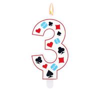 Casino Theme Birthday Candle, Poker Dice Number Candle for Cake Decorations Gambling Themed Birthday Party Decoration Supplies (Number 3)