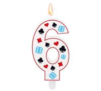 Casino Theme Birthday Candle, Poker Dice Number Candle for Cake Decorations Gambling Themed Birthday Party Decoration Supplies (Number 6)
