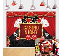 Casino Theme Party Backdrop Casino Poker Las Vegas Theme Game Night Photography Background for Casino Birthday Party Supply (7X5FT)