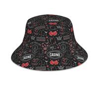 (Casino Theme. Seamless Pattern With Decorative Elements On Chalkboard. Gambling Symbols. _11211) Bucket Hat Reversible Reflective for Men Women - UV50+ Sun Protection Double-Sided Fishing Hat with 36