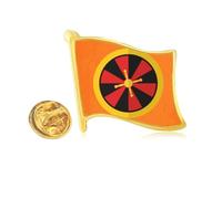 Casino Turntable Element Illustration Golden Metal Flag Lapel Pin Badge