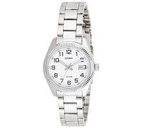 Casio 10-Easy - 1302D 7B-Classic-Women's Quartz Analogue Watch-White Face-Grey Steel Bracelet