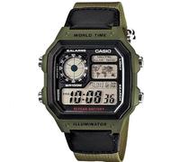 Casio Watch Digital World Time Illuminator Green Nato AE-1200WHB-3BVDF