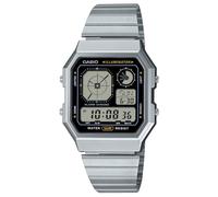 Casio A130WE-1AEF Retro Vintage Black Square Dial & Stainless Steel Watch