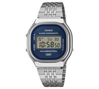 Casio A140 Series Alarm Chronograph Illuminator (36.8mm) Blue Sunray Dial/Stainless Steel Band A140WE-2AEF