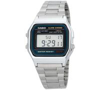 CASIO A158 Stainless Steel Band Wrist Watch, Silver, Bracelet