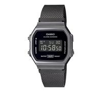 Casio A168WEMB-1BV Men's Vintage Collection Gunmetal Mesh Band Alarm Chronograph Illuminator Digital Watch, Silver, One Size, Chronograph,Digital