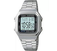 Casio A178W-1A Men's Vintage Silver Tone Band Alarm Chronograph Digital Watch, Silver