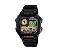 Casio AE-1200WH-1B World Time Digital Watch - 10-Year Battery, Black Resin Strap