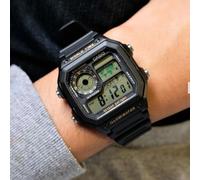 Casio AE-1200WH-1BV World Time Digital Watch, 10-Year Battery, Black Resin Strap