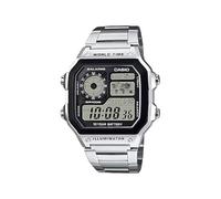 Casio World Time Illuminator Digital Mens Stainless Steel Watch AE-1200WHD-1A