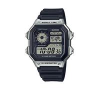 Casio AE1200WH Series | Men’s Digital Watch | 100M WR | Multi Alarms | 100 SEC Stopwatch | Countdown Timer | World Map for World Time | LED Light | LC Analog Display | 10 Year Battery
