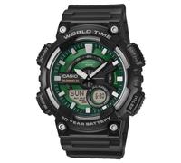 Casio Mens Green Face Series Dual Display Black Watch AEQ-110W-3A2VEF