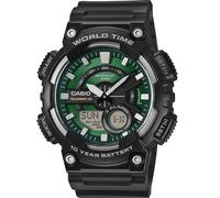 Casio AEQ-110W Series | Digital Watch | Black|Green | LED Illuminator w/Afterglow | Alarm | World Time | Full Auto Calendar