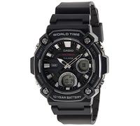 Casio AEQ120W Series | Men’s Analog-Digital Watch |100M Water Resistance | Multi Alarms | 100 SEC Stopwatch | Countdown Timer | World Map for World Time | LED Light | LC Display | 10 Yr Batt