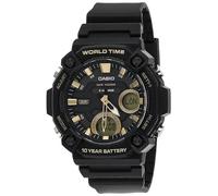 Casio AEQ120W Series | Men’s Analog-Digital Watch |100M Water Resistance | Multi Alarms | 100 SEC Stopwatch | Countdown Timer | World Map for World Time | LED Light | LC Display | 10 Yr Batt