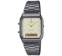 Casio Ana-Digi Analog Digi Quartz Wristwatch, Vintage Series, AQ-230 Series, Unisex, Dual Time, Overseas Model, Metallic Gray x Light Gold AQ-230GG-9A, Vintage