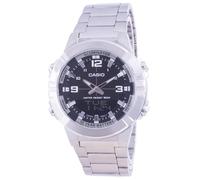 Casio Analog Digital World Time Stainless Steel Amw-870D-1A Amw870D-1 Men's Watch, Black, Modern