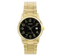 Casio Analog Gold Tone Stainless Steel Black Dial Quartz MTP-V002G-1B Mens Watch