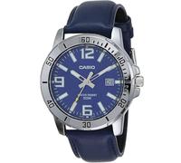 Casio MTP-VD01L-2BV Men's Enticer Blue Leather Band Blue Dial Casual Analog Sporty Watch