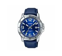 Casio MTP-VD01L-2BV Men's Enticer Blue Leather Band Blue Dial Casual Analog Sporty Watch