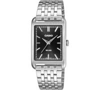 Casio Analog Watch MTP-B215D-1AV, Silver Stainless Steel Bracelet, Black Dial, Rectangular Case, 50M Water Resistant