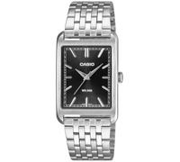 Casio Analog Watch MTP-B215D-1AV, Silver Stainless Steel Bracelet, Black Dial, Rectangular Case, 50M Water Resistant