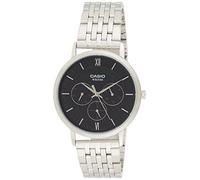 Casio Analog Watch MTP-B300D-1AV, Black Dial, Stainless Steel Band, Day/Date/24-Hour Sub-Dials, WR50M, Slim Multi-Dial Design
