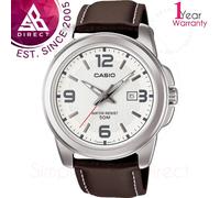 Casio Analogue Watch for Men│Brown Strap with Silver Case│Date Display│Vintage
