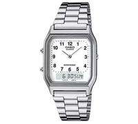 Casio AQ-230A-7B Retro Vintage Digital Watch - Classic Silver-Tone with White Di