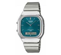Casio AQ-240E-3AVEF Vintage Blue Square Dial Silver-Tone Bracelet Watch