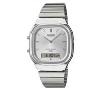 Casio AQ-240E-7AVEF Vintage White Square Dial Silver-Tone Bracelet Watch
