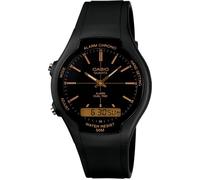 Casio Gents 38.00mm Quartz Watch with Black Analogue - Digital dial and Black Rubber Strap Strap AW-90H-9EVEF
