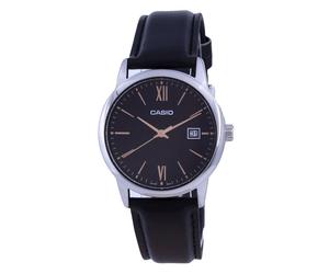 Casio Black Dial Analog Leather Strap Quartz Spalsh Proof MTPV002L1B3 Mens Watch