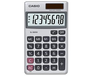 Casio Calculator Handheld Battery Solar-power 8 Digit 3 Key Memory Wallet 70x117x8mm Ref SL300SV