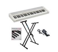 Casio Casiotone CT-S1 61 Keys Portable Piano with Touch Response White Set with Adjustable Keyboard Stand, Sustain Pedal and Learning Book (4 Pieces)