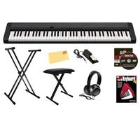 Casio Casiotone CT-S1 Portable Keyboard with 76 Keys, Black, Set with Adjustable Stand, Bench, Sustain Pedal, Headphones, Piano Book, Instruction DVD and Austin Bazaar Polishing Cloth