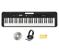 Casio Casiotone CT-S200BK 61-Key Portable Keyboard - Black Bundle with Headphones, Austin Bazaar Instructional Video and Polishing Cloth
